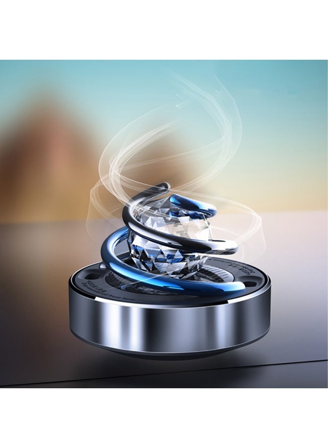 Car Air Freshener, Solar Rotating Car Freshener Creative Car Aromatherapy Diffuser with Crystal Ball Adjustable Intensity for  Car Interior Decoration Accessories & Home Decor Black - Image 2