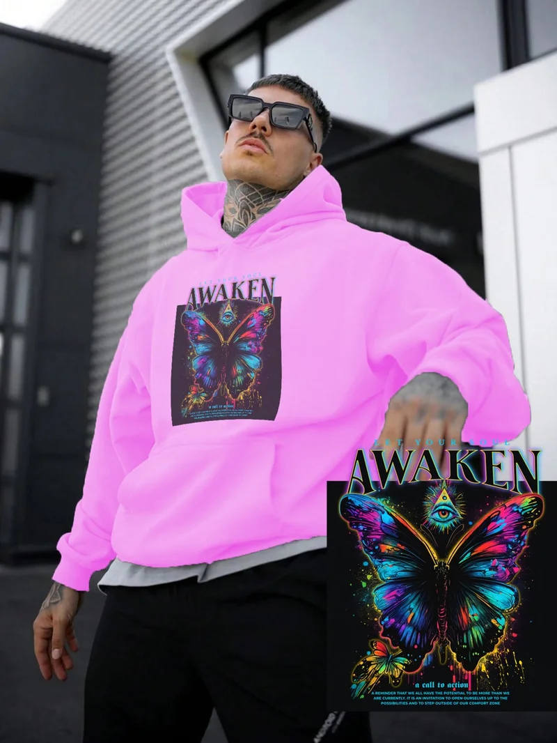 DogFish Women, Men's Sweatshirt Oversize Awaken Printed Thick Pink Lover Sweatshirt