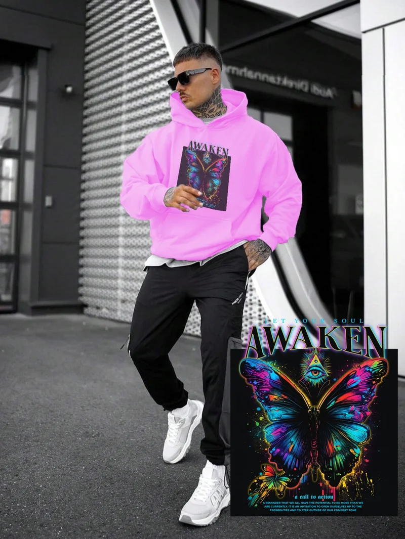 DogFish Women, Men's Sweatshirt Oversize Awaken Printed Thick Pink Lover Sweatshirt