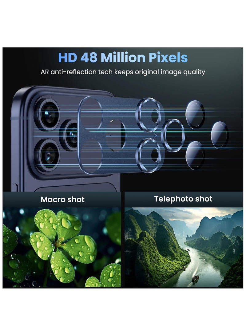 For iPhone 17 Pro Max Camera Lens Protector Upgrade Strong Adhesion Alloy Metal Tempered Glass Rear Camera Screen Protector Shatterproof Cover Film Accessories (Deep Blue) - Image 3