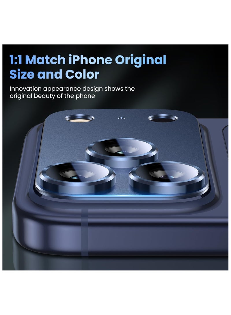 For iPhone 17 Pro Max Camera Lens Protector Upgrade Strong Adhesion Alloy Metal Tempered Glass Rear Camera Screen Protector Shatterproof Cover Film Accessories (Deep Blue) - Image 5