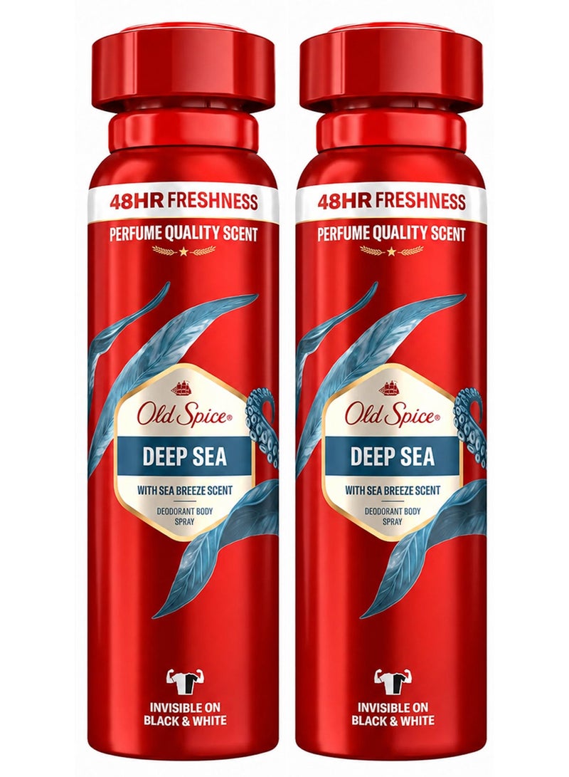 Old Spice Pack Of 2 Old Spice Deep Sea Deodorant Body Spray for Men 150ml - Image 1