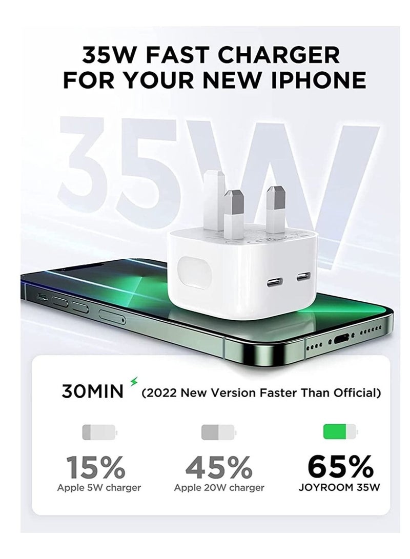 إن تك NTECH 35W USB C Plug شاحن سريع ، شاحن جداري مزدوج USB C Port PD 3.0 متوافق مع iPhone 13/13 Pro / 13 Pro Max / 12/11 / SE 3 ، iPad Pro Air Pods Pro ، Apple / Watch إلخ ، - Image 4
