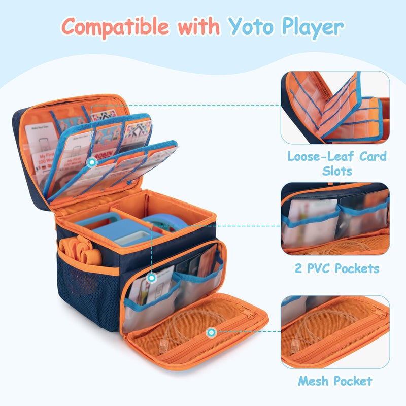 GRAOSO Carrying Case Compatible With Yoto Player (3Rd Generation)  Card Holder Hold Up To 30 Cards  Travel Storage Bag For Bluetooth Audio Speaker & Headphone Accessories  Blue (Case Only) Patented Design - Image 2