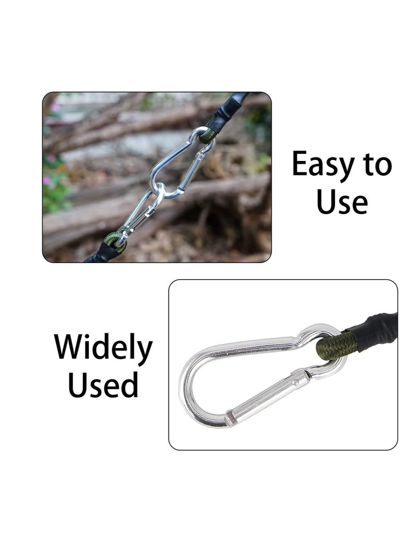 Excefore 2 Pcs Heavy Duty Carabiner  Bungee Cord, Waterproof Bungee Cords, Extra Strong and Durable Elasticated Cord, Suitable for Tarps, Bike Rack, Tent, Car - Image 5