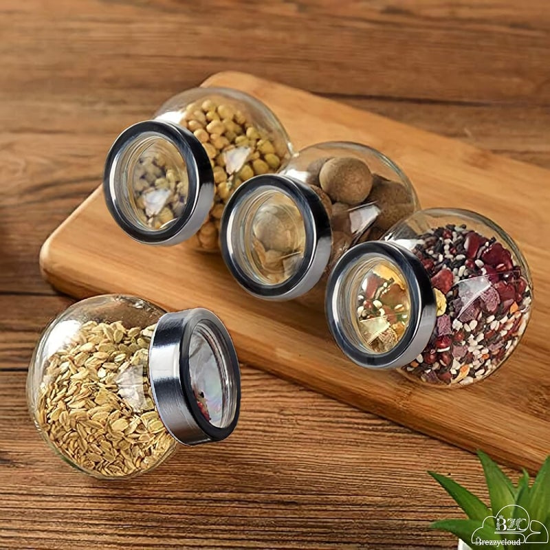 Vency 4 Pcs Spice And Honey Storage Jar Set - Spice Storage Glass Jar With Rust Proof Air Tight Stainless Steel Lid - Glass Jar For Gift (Set Of 4, 200Ml) - Image 4