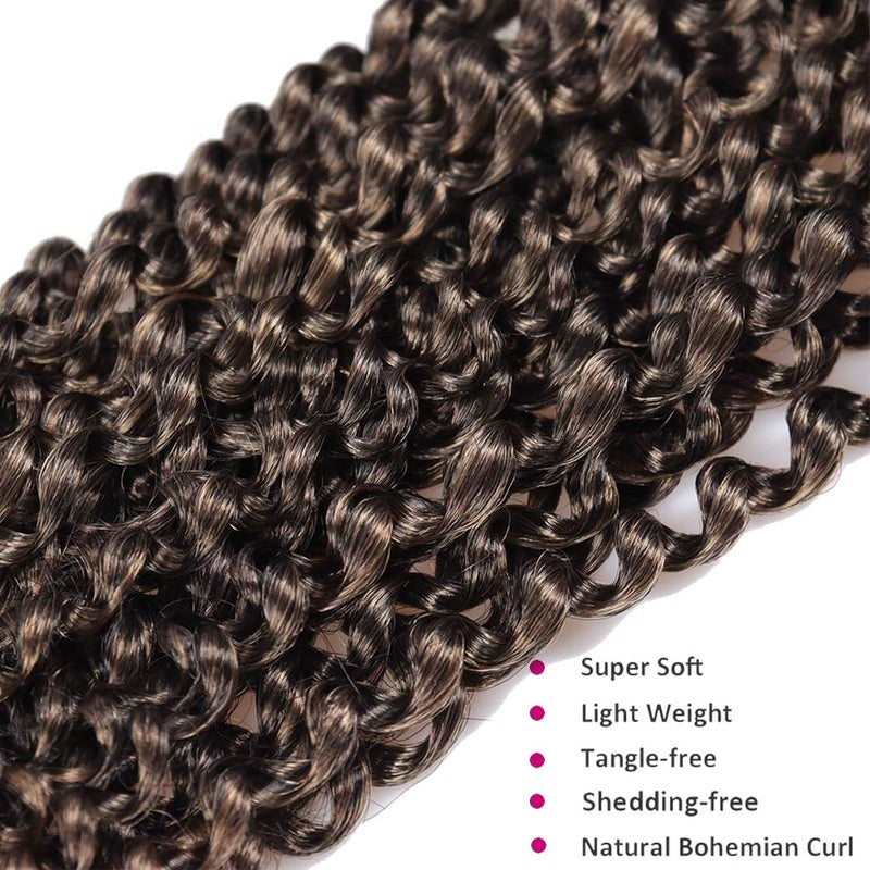 Dorsanee Ombre Honey Blonde Passion Twist Hair 12 Inch 7 Packs Water Wave Crochet Hair Long Bohemian Curly Braiding Hair for Butterfly Locs, Faux Locs, Boho Style Spring Twist Crochet Braids (T27#) - Image 4