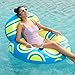 Sloosh Inflatable Pool Float Lounger River Tube Floating Chair Sofa with Big Backrest Blow Up Floaties Lake Raft Lounge with Mesh Bottom Handle Cup Holder Pool Party Toys for Adults Blue Yellow - Image 3