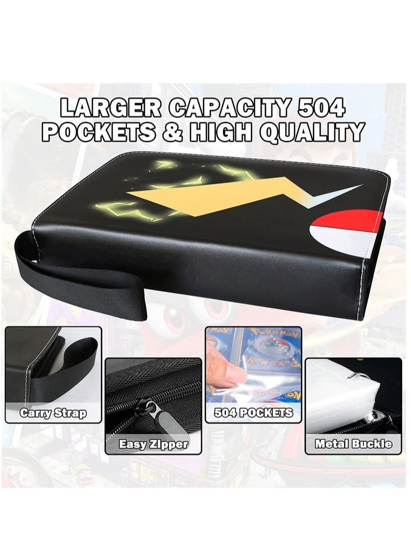 Pokemon Compatible Cards Binder,  Card Holder Pocket, Portable Card Collection Album Holder Book,  Fits 400 Cards With 50 Removable Sleeves, Trading Card Binder with Carrying Case  - Image 2