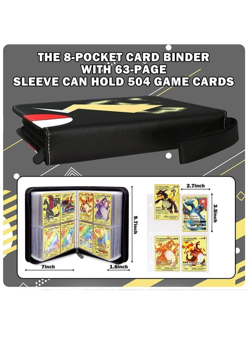 Pokemon Compatible Cards Binder,  Card Holder Pocket, Portable Card Collection Album Holder Book,  Fits 400 Cards With 50 Removable Sleeves, Trading Card Binder with Carrying Case  - Image 5