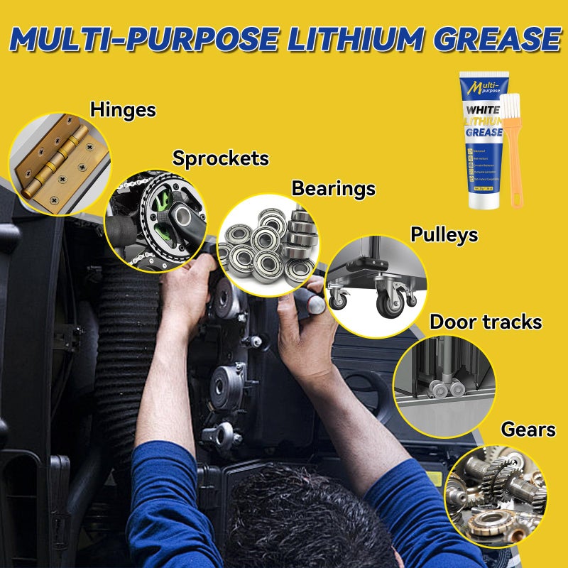 Bellisinno White Lithium Grease  Multi-Purpose Lubricant Lithium Grease Tube With Brush  Garage Door Lubricant For Hinges  Bearings  Gears Track Rail  Ideal For Marine  Automotive  Industrial - Image 5
