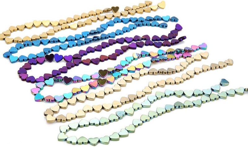 comfrt 50 Pcs Stone Heart Loose Beads Semi Gemstone Metallic Spacer Beads for Jewelry Making DIY Necklace Bracelet Making (Blue) - Image 3