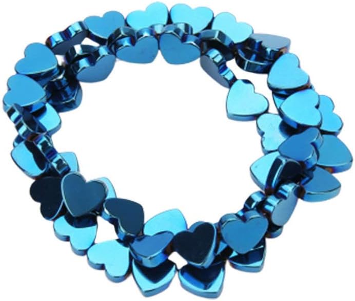 comfrt 50 Pcs Stone Heart Loose Beads Semi Gemstone Metallic Spacer Beads for Jewelry Making DIY Necklace Bracelet Making (Blue) - Image 1