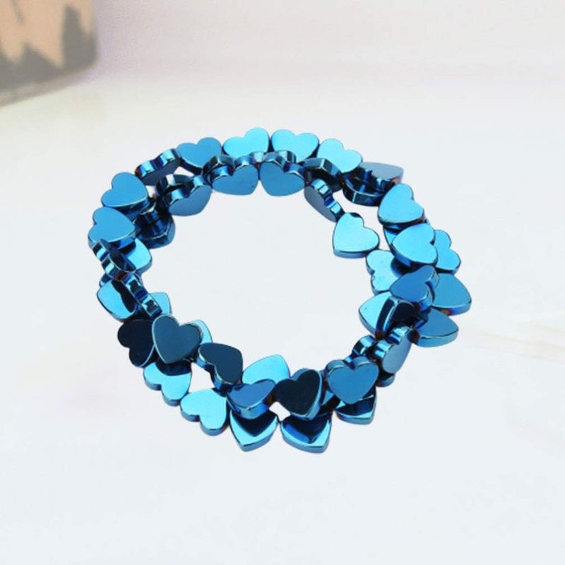 comfrt 50 Pcs Stone Heart Loose Beads Semi Gemstone Metallic Spacer Beads for Jewelry Making DIY Necklace Bracelet Making (Blue) - Image 4