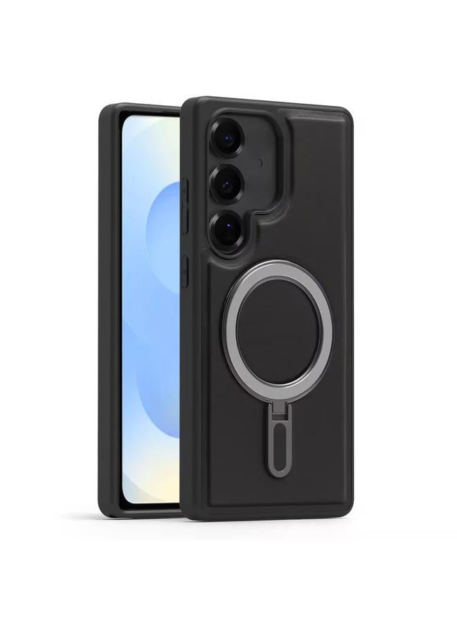 S-TOP Case For Samsung Galaxy S25 5G Silver Shield MagSafe Holder Shockproof Phone Case - Image 1