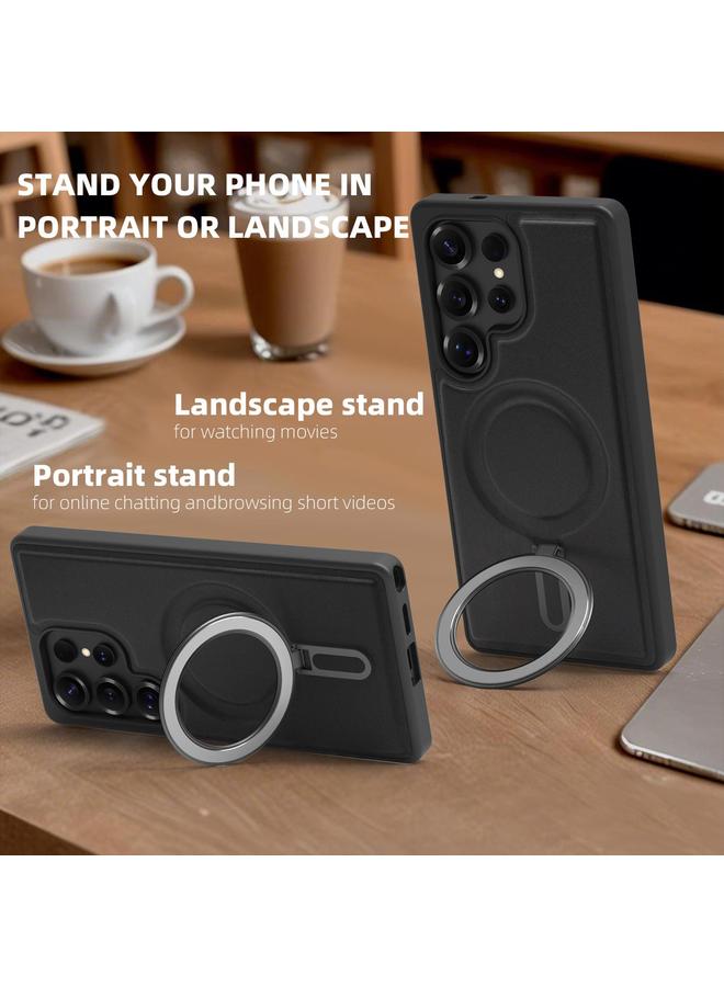 S-TOP Case For Samsung Galaxy S25 5G Silver Shield MagSafe Holder Shockproof Phone Case - Image 2