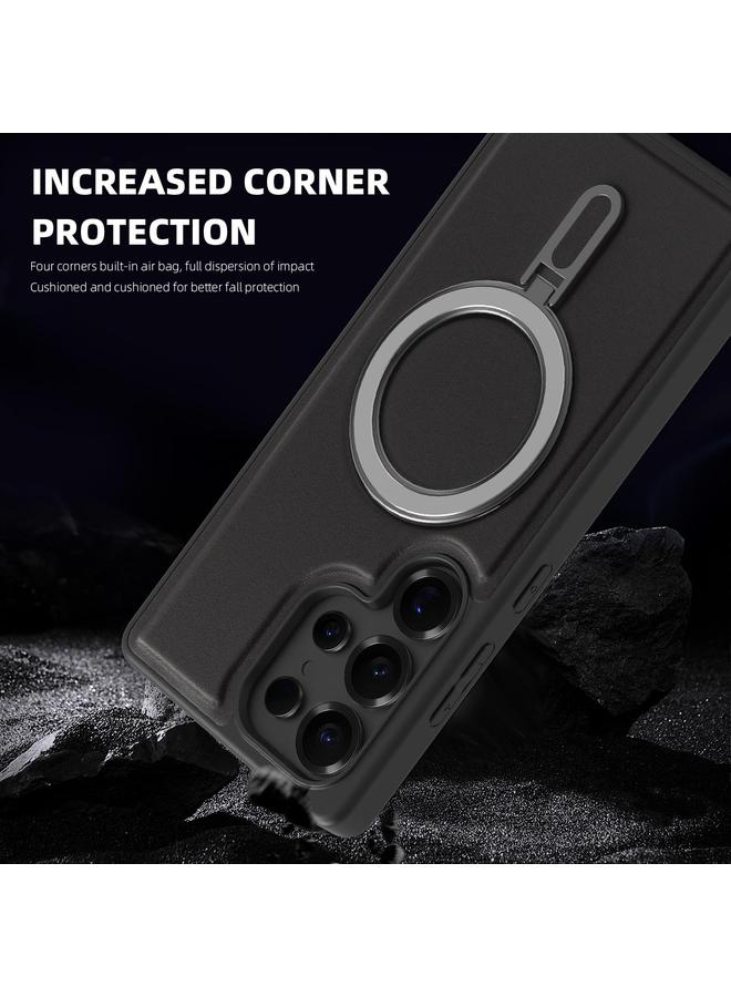 S-TOP Case For Samsung Galaxy S25 5G Silver Shield MagSafe Holder Shockproof Phone Case - Image 3