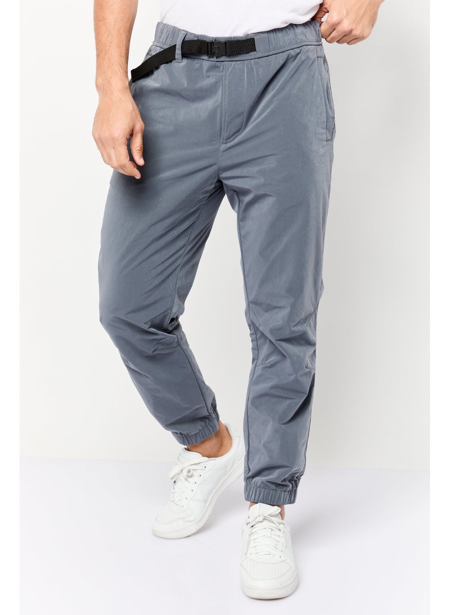 SELECTED Men Tapered Fit Solid Non Stretchable Jogger Pants, Grey  - Image 1