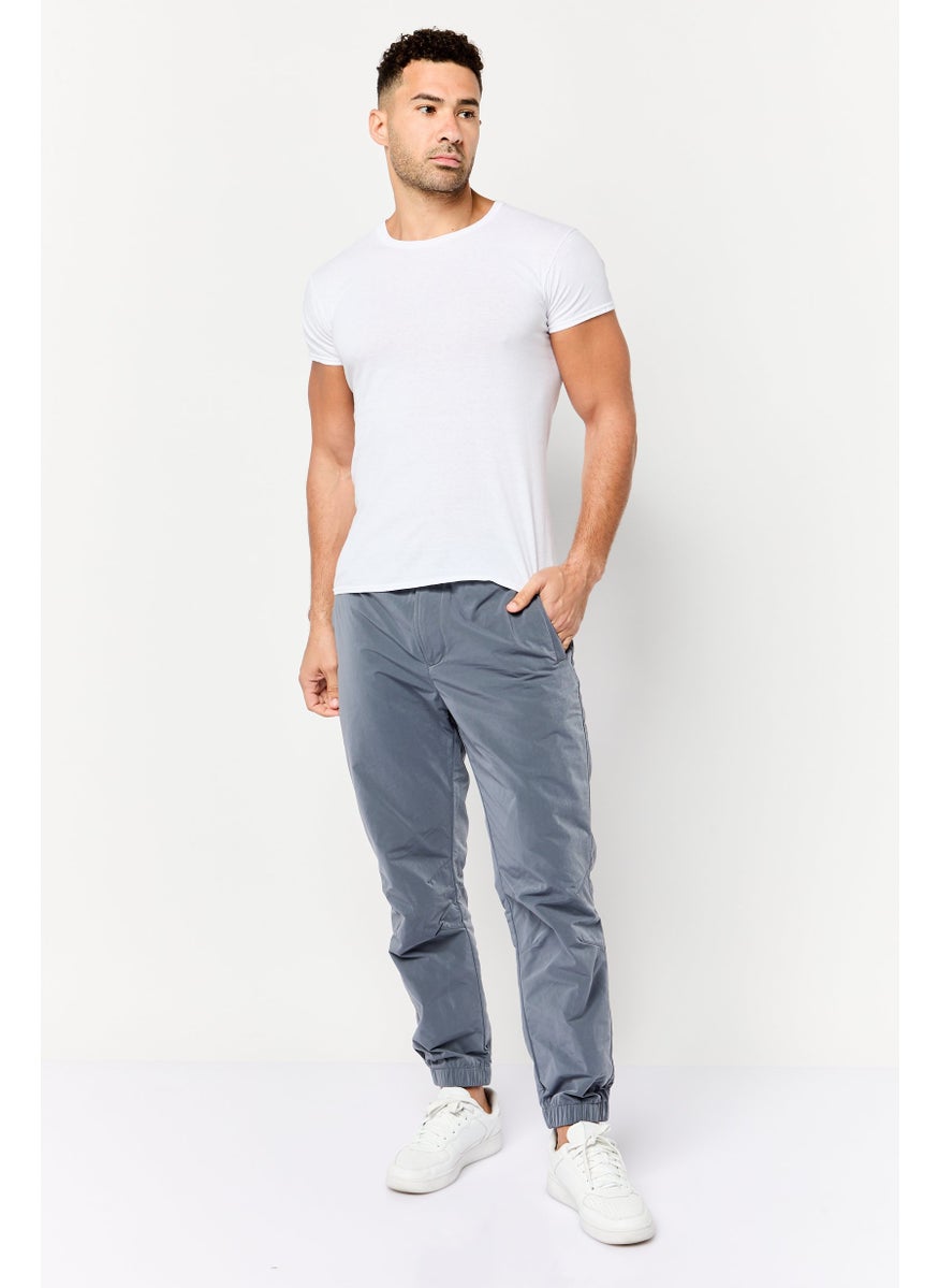 SELECTED Men Tapered Fit Solid Non Stretchable Jogger Pants, Grey  - Image 4