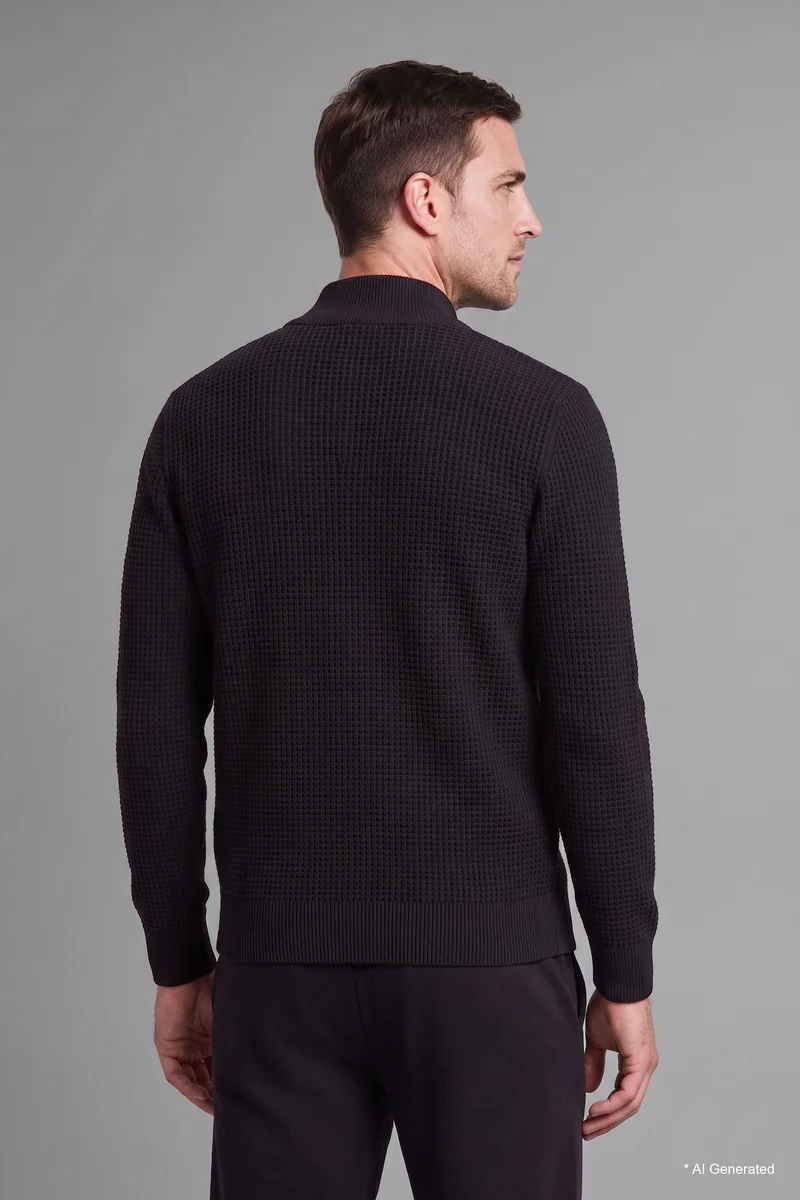 Defacto  Standard Fit High Neck Knitwear Cardigan for Men | Best Price UAE