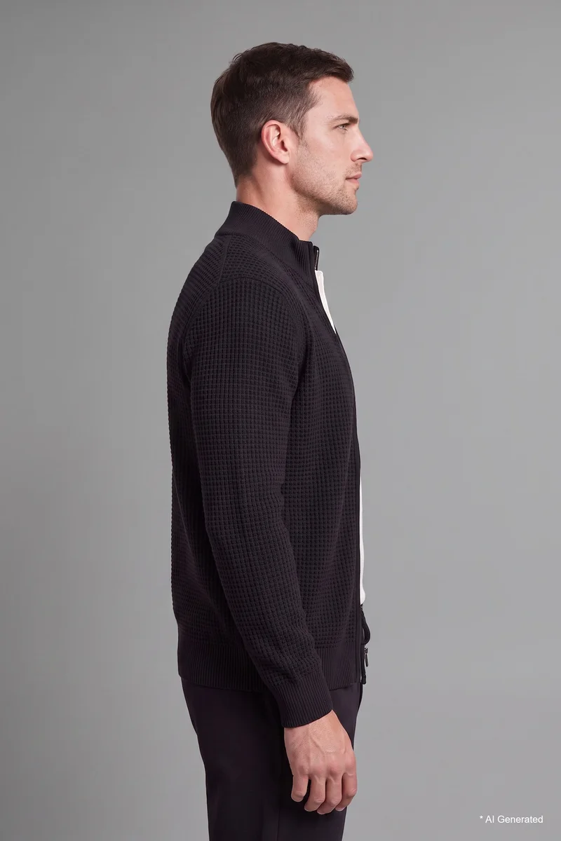 Defacto  Standard Fit High Neck Knitwear Cardigan for Men | Best Price UAE
