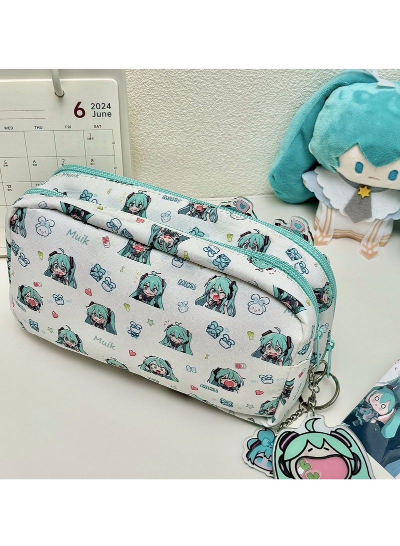 عام Hatsune Miku ins style miku حقيبة الألم عالية المظهر للطلاب ذات سعة كبيرة شفافة عالية المظهر حقيبة أدوات مكتبية حقيبة أقلام رصاص - Image 2