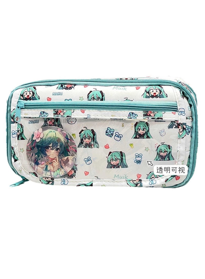 عام Hatsune Miku ins style miku حقيبة الألم عالية المظهر للطلاب ذات سعة كبيرة شفافة عالية المظهر حقيبة أدوات مكتبية حقيبة أقلام رصاص - Image 3