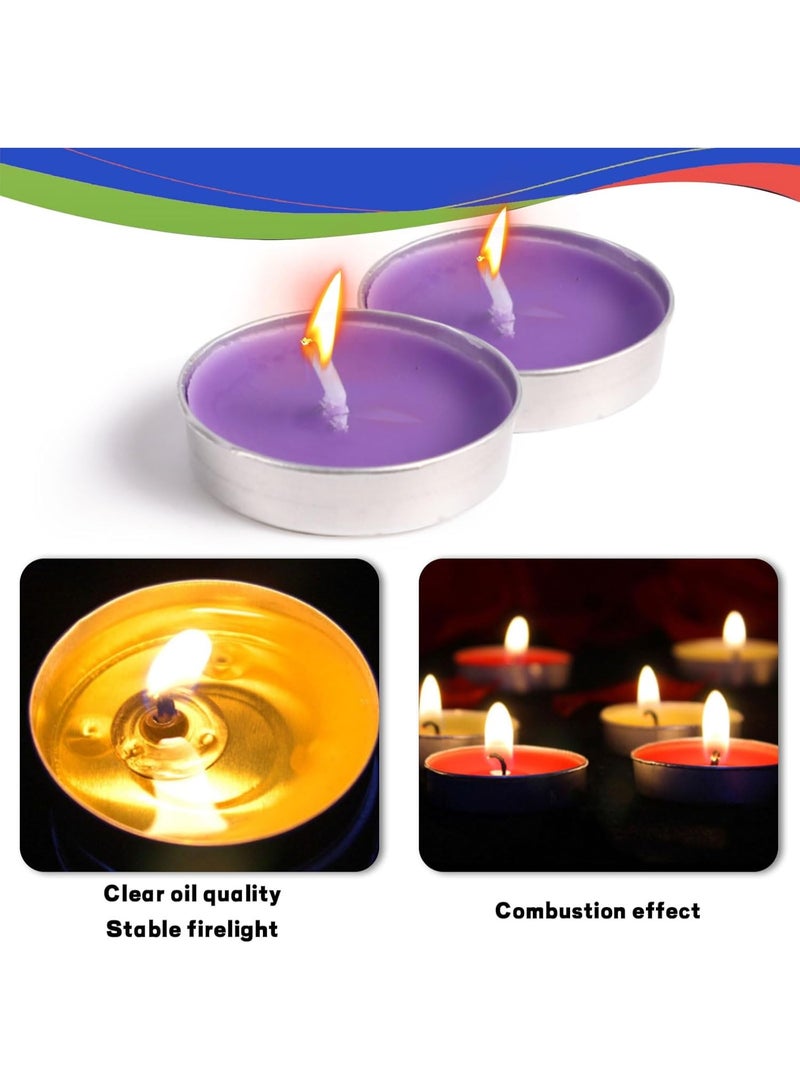 لافيش شموع شاي 50 قطعة، شموع شاي بنفسجية غير معطرة وبدون دخان مع فتيل قطني | مدة احتراق ساعتين | مناسبة لرمضان، عيد الفطر، ديوالي، بوجا، حفلات الزفاف، عيد الميلاد، والسبت - Image 4