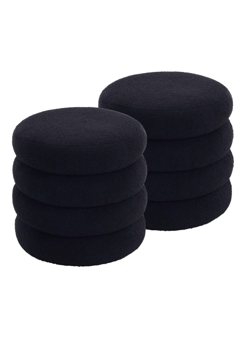 Nice Home Modern Black Sherpa Ottoman – Round Storage Stool with Soft Fluffy Upholstery, Hidden Compartment & Wooden Base for Bedroom, Living Room & Vanity Use  - Image 3