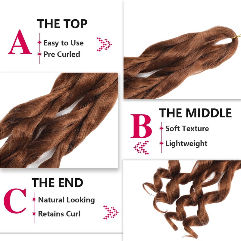 conrora French Curly Braiding Hair 24 Inch 8 Packs - Pre Stretched Bouncy Braiding Hair- Loose Wavy Synthetic Hair Extensions For Black Women (24 inch 8 packs, 30) - Image 4