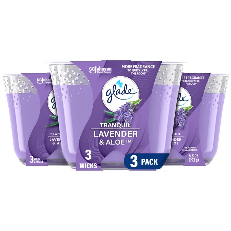 Glade Tranquil Lavender Aloe 3Wick Candle 68 Oz 3 Count