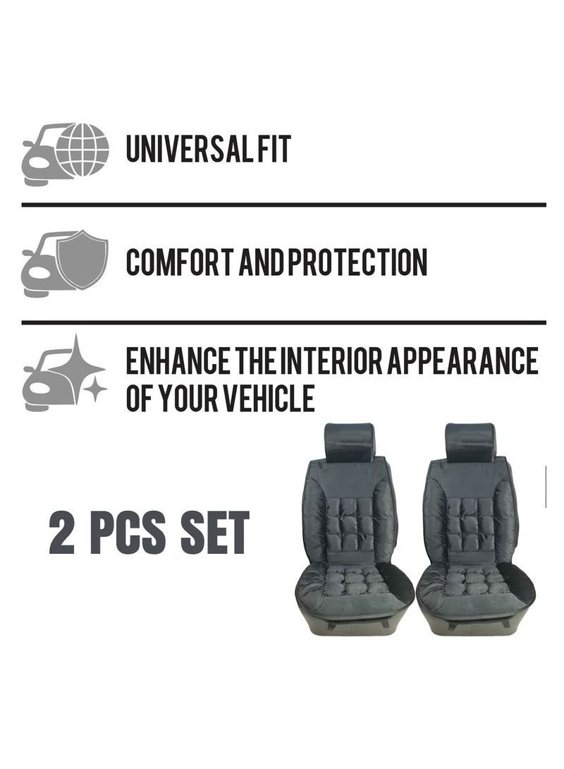 2 Pcs Set   Car Seat Cover, Car Seat Cushion Fabric Material, Black 5271BK - Image 5