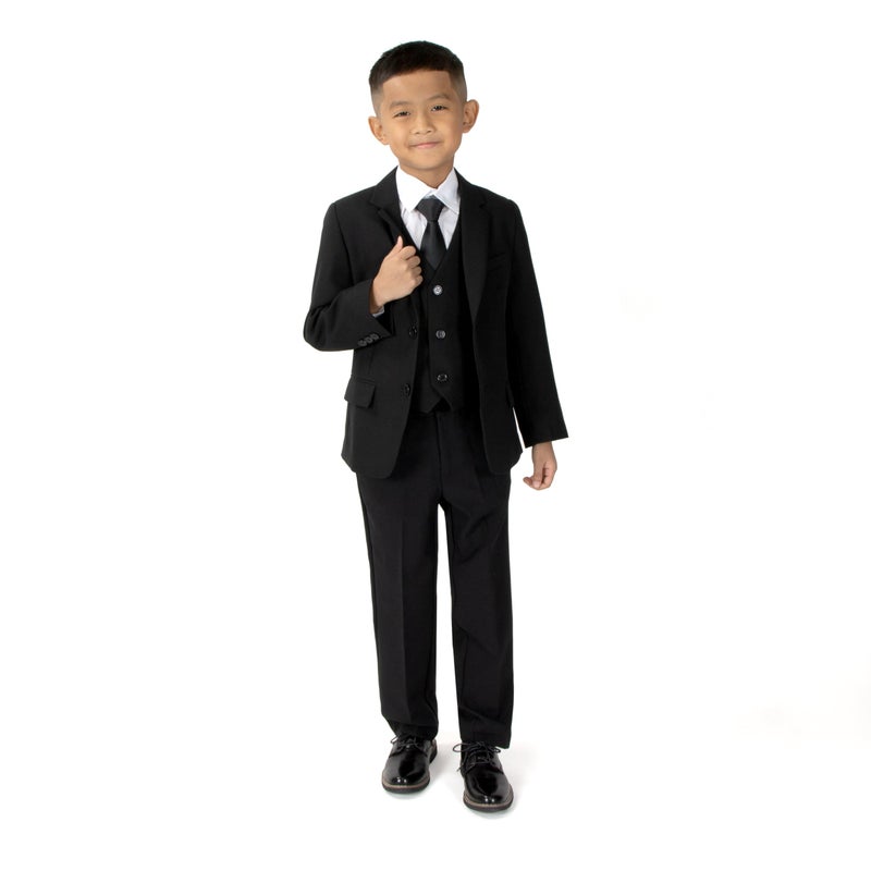 Spring Notion Big Boys Modern Fit Black Suit Set 3T