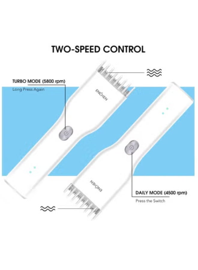 ENCHEN Professional Cordless Electric Hair Clippers for Men – USB Rechargeable Hair & Beard Trimmer with Adjustable Cutting Lengths (0.7–21mm), One-Button Length Lock, Quiet Motor, LED Display, Multipurpose Grooming Tool for Home Use (White) - Image 5