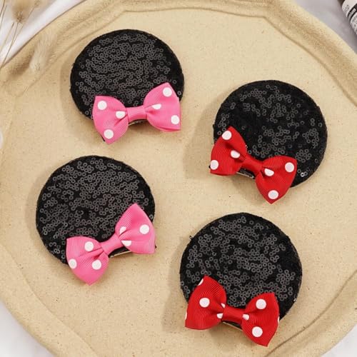 CellElection 8PCS Mouse Ears Hair Clips for Women Girls Mouse Bows Barrettes Hair Accessories for Party Favor Halloween Christmas - Image 4