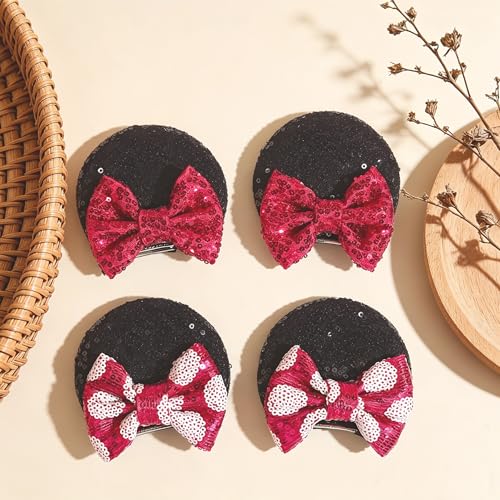 CellElection 8PCS Mouse Ears Hair Clips for Women Girls Mouse Bows Barrettes Hair Accessories for Party Favor Halloween Christmas - Image 3