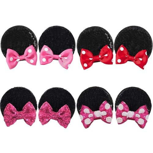 CellElection 8PCS Mouse Ears Hair Clips for Women Girls Mouse Bows Barrettes Hair Accessories for Party Favor Halloween Christmas - Image 1