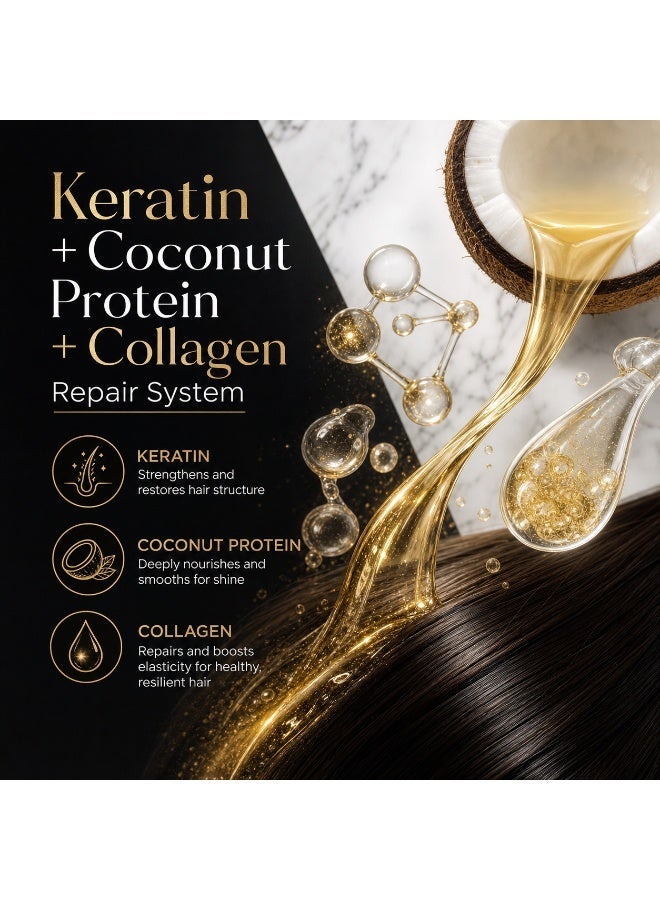 MASTERPRO PROFESSIONAL Brazilian Keratin Hair Treatment 1L | Anti Frizz Smoothing & Straightening Keratin Treatment | Coconut Protein Repair Formula | Salon Quality Long Lasting Soft Smooth Shiny Hair - Image 3