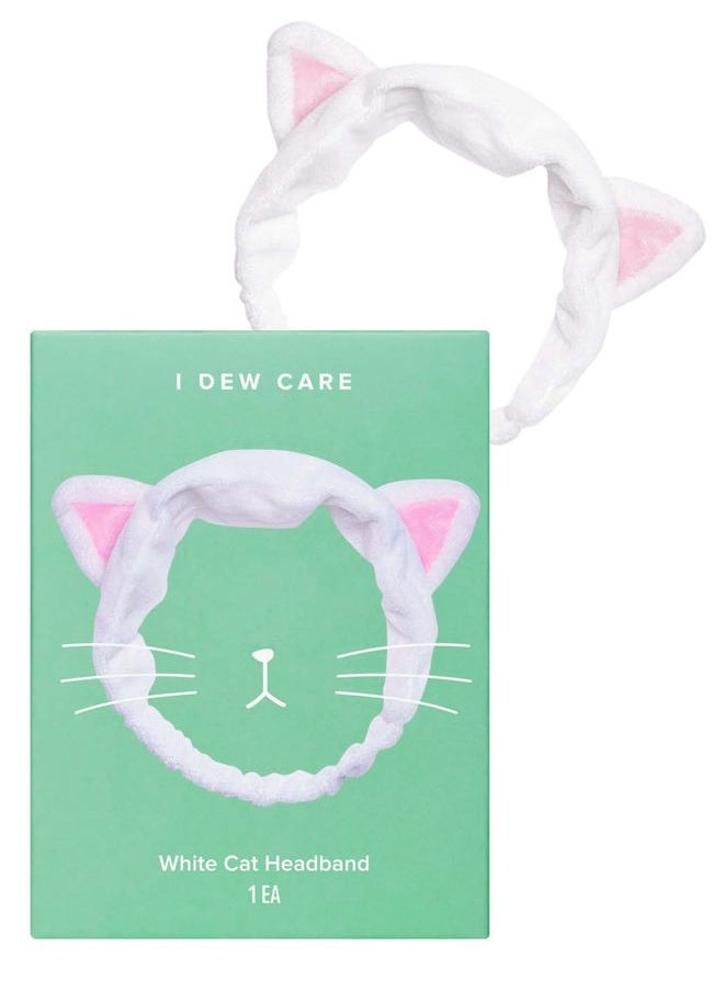 I DEW CARE Face Wash Headband - White Cat | Adorable Design, Perfect for Washing & Cleansing, Makeup and Spa, Bath, Skincare, Quick Dry, Soft & Fuzzy, Non Slip, Reusable, Teen Girls Stuff  - Image 1