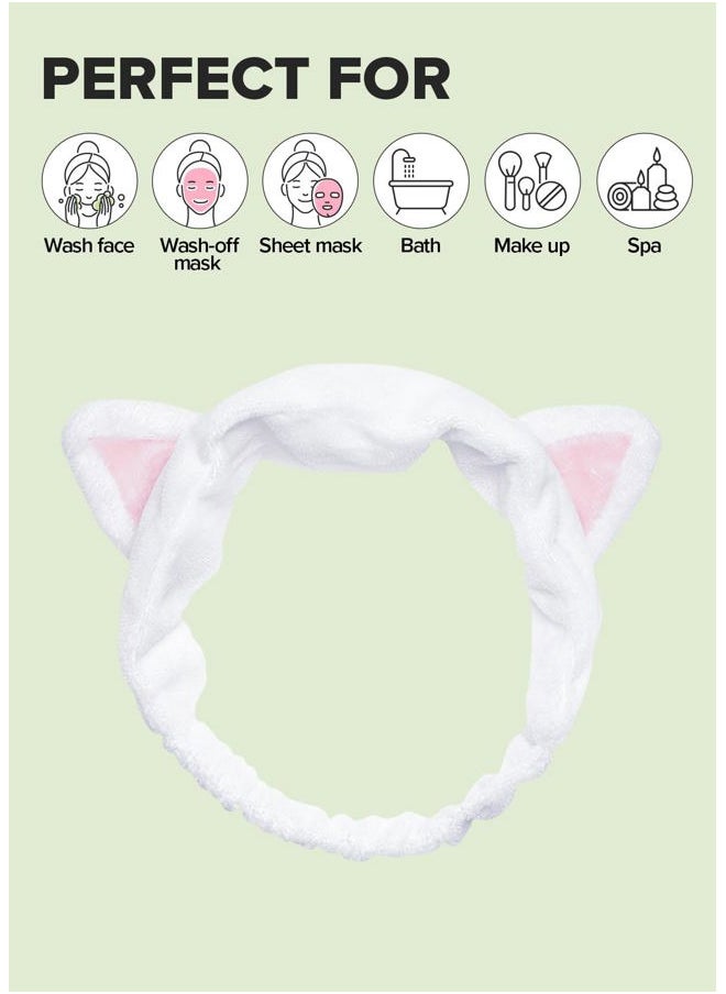 I DEW CARE Face Wash Headband - White Cat | Adorable Design, Perfect for Washing & Cleansing, Makeup and Spa, Bath, Skincare, Quick Dry, Soft & Fuzzy, Non Slip, Reusable, Teen Girls Stuff  - Image 3