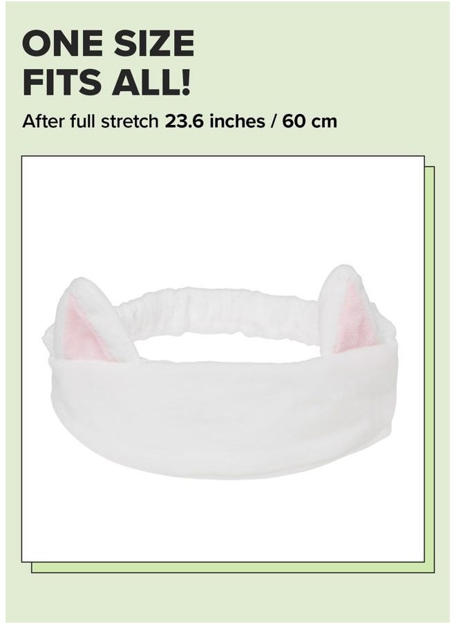 I DEW CARE Face Wash Headband - White Cat | Adorable Design, Perfect for Washing & Cleansing, Makeup and Spa, Bath, Skincare, Quick Dry, Soft & Fuzzy, Non Slip, Reusable, Teen Girls Stuff  - Image 4