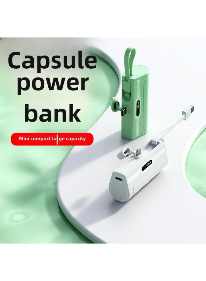 Capsule Self-belt Charging Treasure Pocket Emergency Mini Portable Small Gift Printing 5000 MA-Color:Black Letv Base + For AppleLine-Power Supply Capacity:Standard 5000 MA - Image 4
