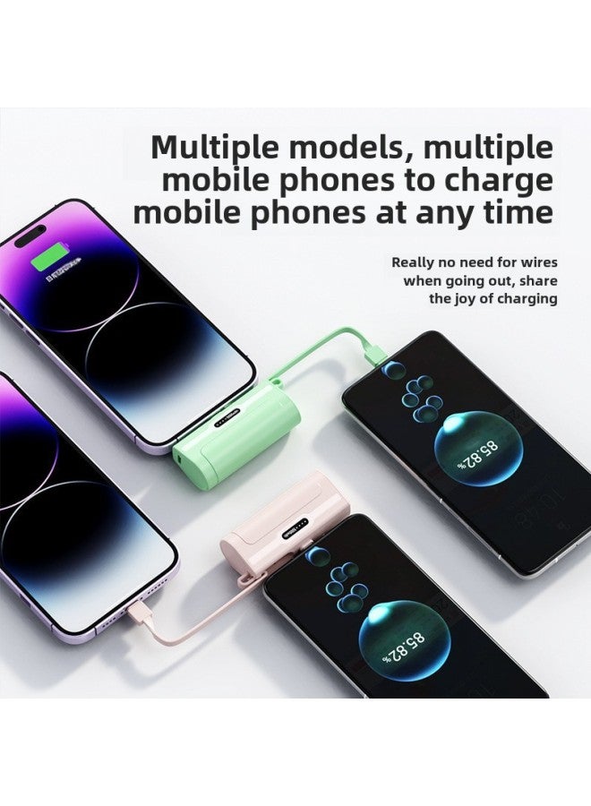 Capsule Self-belt Charging Treasure Pocket Emergency Mini Portable Small Gift Printing 5000 MA-Color:Black Letv Base + For AppleLine-Power Supply Capacity:Standard 5000 MA - Image 5