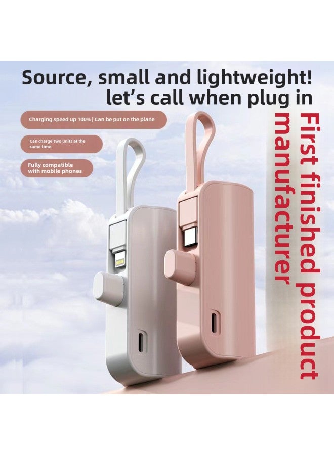 Capsule Self-belt Charging Treasure Pocket Emergency Mini Portable Small Gift Printing 5000 MA-Color:Black Letv Base + For AppleLine-Power Supply Capacity:Standard 5000 MA - Image 2