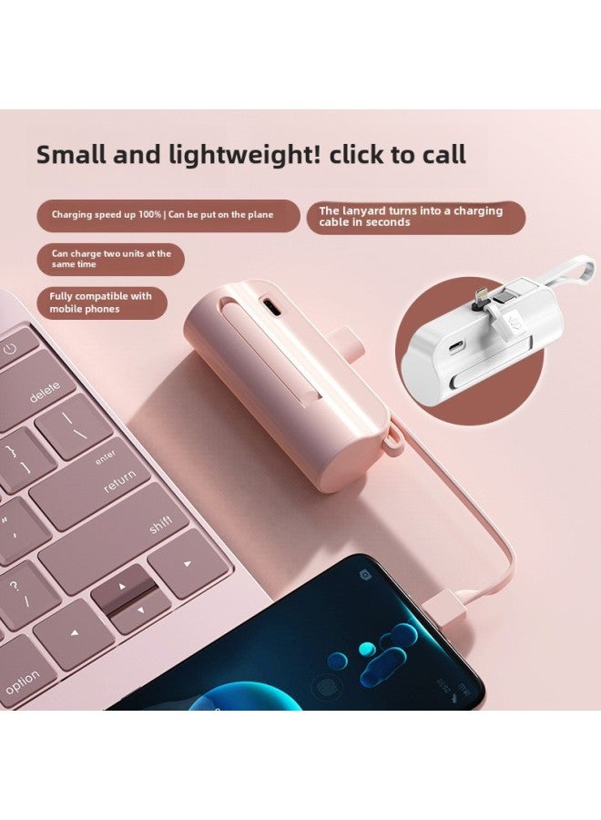 Capsule Self-belt Charging Treasure Pocket Emergency Mini Portable Small Gift Printing 5000 MA-Color:Black Letv Base + For AppleLine-Power Supply Capacity:Standard 5000 MA - Image 3
