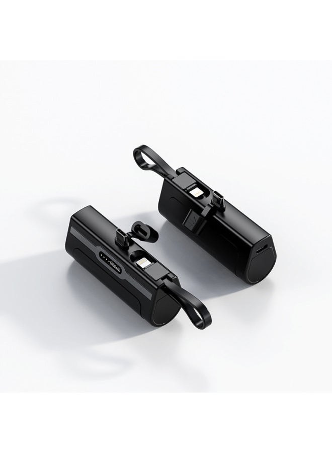 Capsule Self-belt Charging Treasure Pocket Emergency Mini Portable Small Gift Printing 5000 MA-Color:Black Letv Base + For AppleLine-Power Supply Capacity:Standard 5000 MA - Image 1