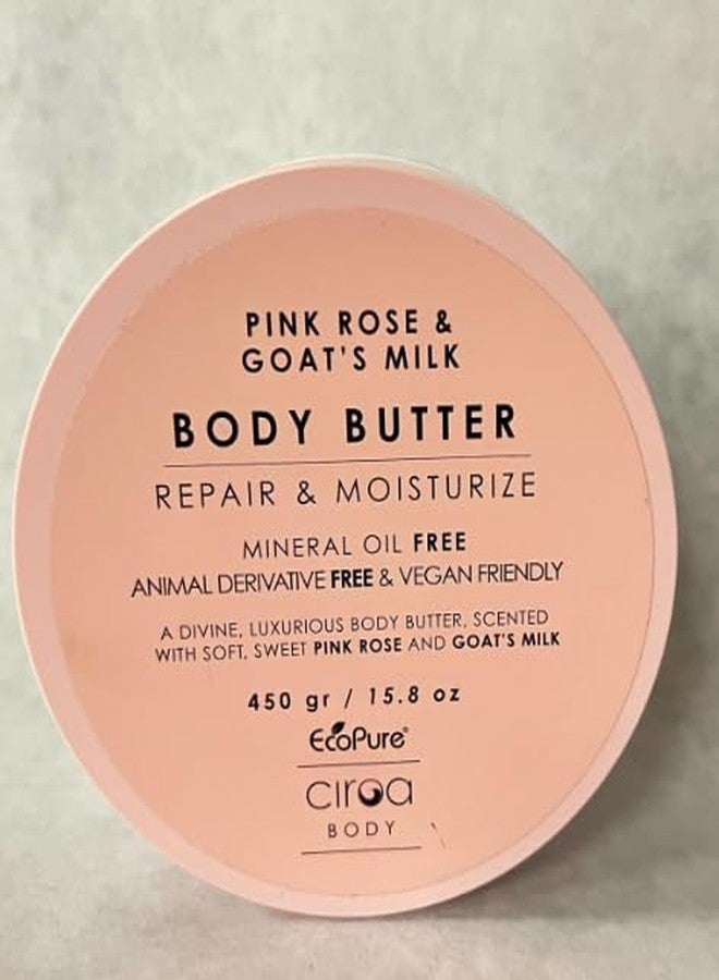 Ciroa, Pink Rose & Oat Milk Body Butter, Repair & Hydrate, Dermatologically Tested & Vegan Friendly, 15.8 oz / 450gr - Image 1