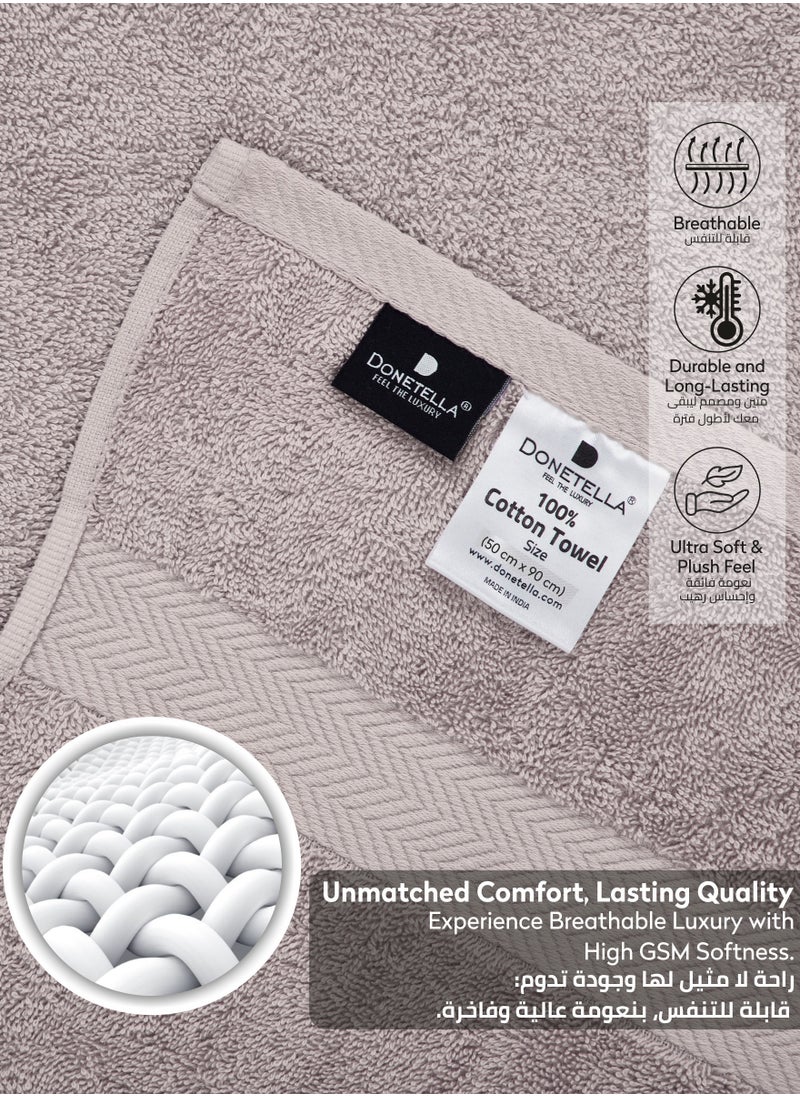 Donetella Premium 100 % Combed Cotton 4-Pcs Hand Towel Set (50 X 90 CM) 600 GSM Super Soft Hand Towel, Highly Absorbent, Quick Dry,Best Towel for Bathroom, Spa And Hotel,Violet Ice  - Image 5