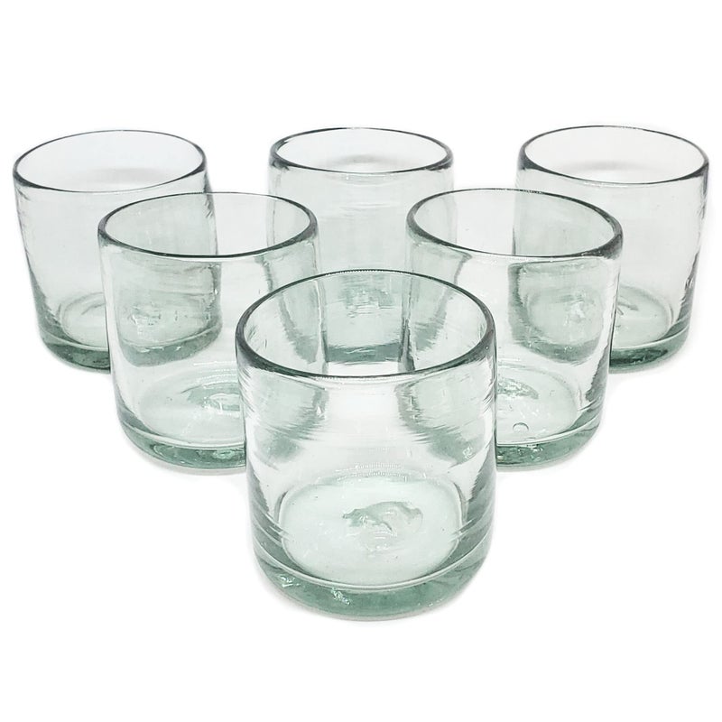 MexHandcraft Clear Blown 8 oz DOF Rocks Glasses set of 6 Mexican Handmade Glassware Recycled Glass Leadfree ToxinFree DOF Rocks