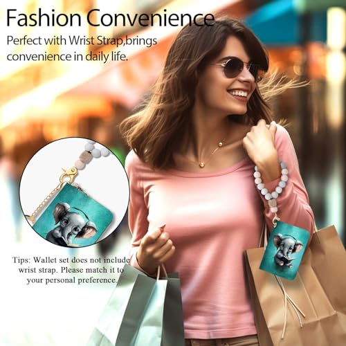 Yonlevres RFID Wallet Women Credit Card Holder, Cute Elephant Small Wallet with Keychain Zipper, Leather Credit Card Wallets Card Organizer Case RFID Blocking Accordion Gift - Image 2